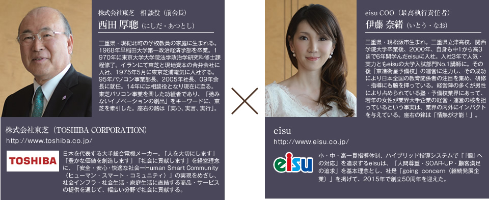 西田厚聰 伊藤奈緒 未来を担う きみたちに贈る先輩からのメッセージ スペシャルインタビュー 中学 高校 大学受験 進学塾 予備校のeisu ホームページ